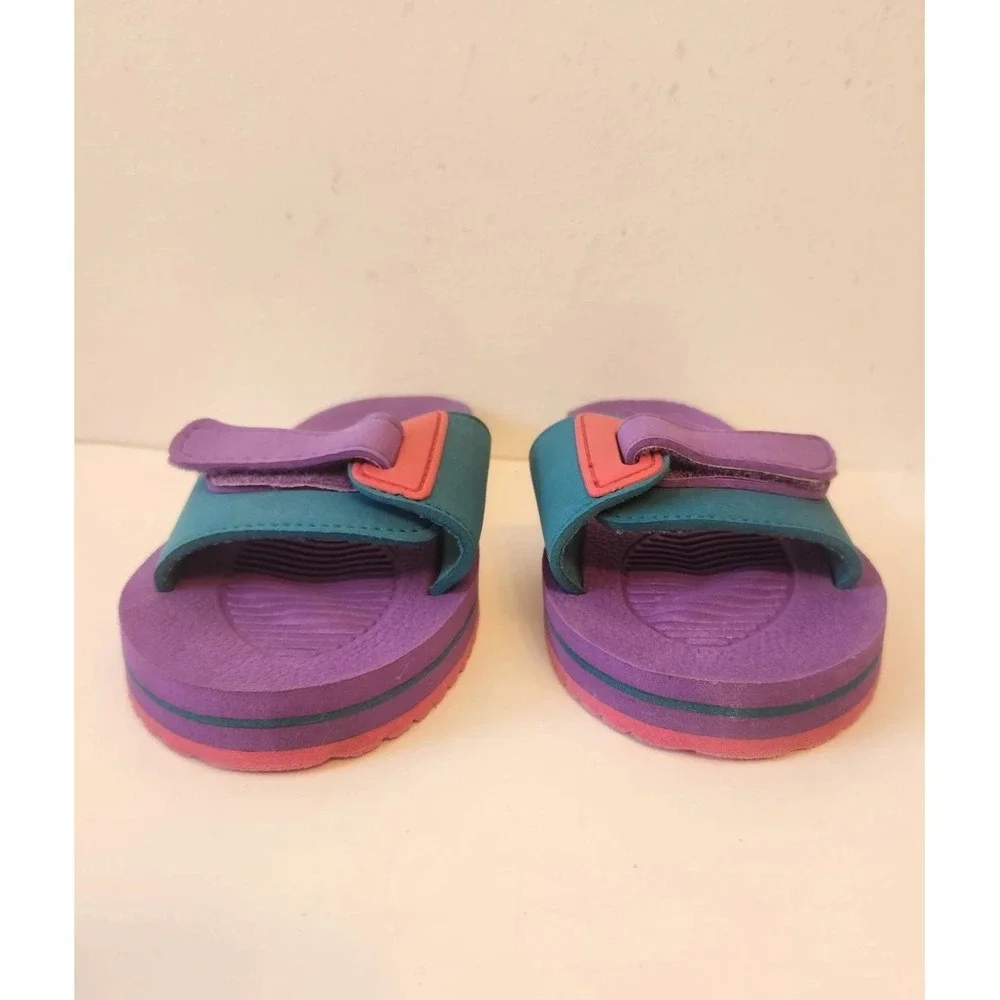 Vtg Baywatch Gear Slides Sandals Flip Flops Womens Neon Purple Pink Blue 1995
